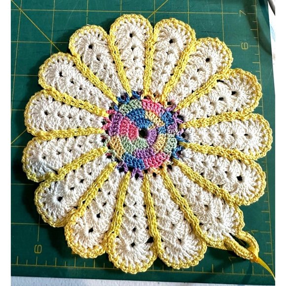 Handmade Crocheted Doilies Two Multiple Colors Table Decor Accents Powder Room - Picture 8 of 8